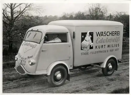 Foto Fahrzeug Firma Vidal Harburg, Tempo-Wiking Kofferkasten, Wäscherei Edelweiß Kurt Milius Stade