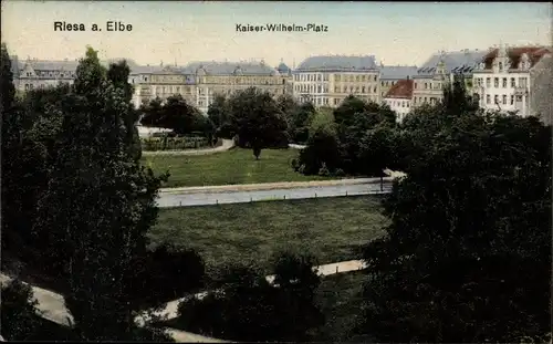 Ak Riesa an der Elbe Sachsen, Kaiser Wilhelm Platz