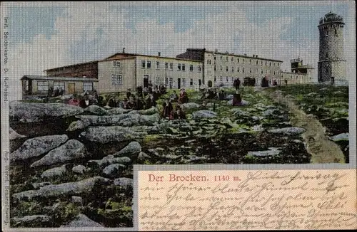 Ak Brocken Nationalpark Harz, Brockenhotel, Aussichtsturm
