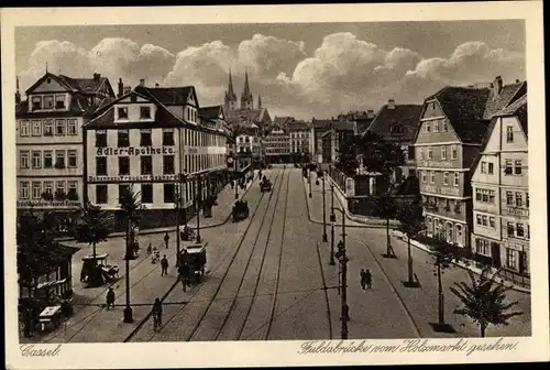 Ak Kassel in Hessen, Holzmarkt, Vogelschau, Adler Apotheke