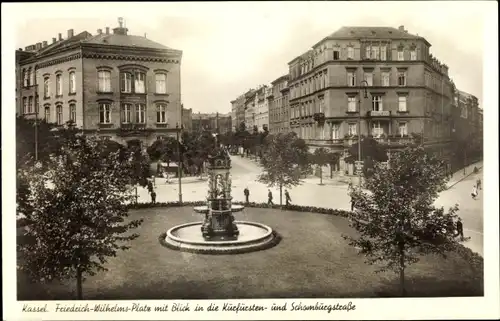Ak Kassel in Hessen, Friedrich Wilhelms Platz mit Kurfürsten, Schaumburgstraße