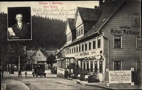 Ak Altenau Clausthal Zellerfeld im Oberharz, Hotel Rathaus, Herberge Goethe 17777