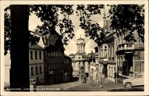 Ak Zeulenroda Triebes Thüringen, Luther Eiche und Kirchstraße