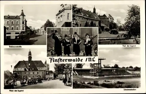 Ak Finsterwalde in der Niederlausitz, Park der Jugend, Schwimmstadion, Haus der Jugend, Thälmannstr.