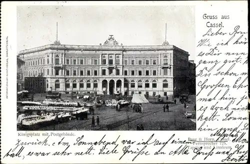 Ak Kassel in Hessen, Königsplatz mit Postgebäude