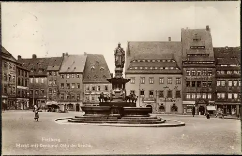 Ak Freiberg in Sachsen, Markt, Otto der Reiche Denkmal