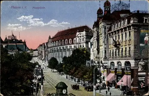 Ak Plauen im Vogtland, Postplatz