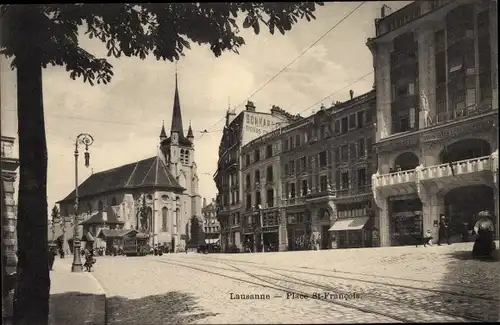 Ak Lausanne Kanton Waadt, Place St. Francois