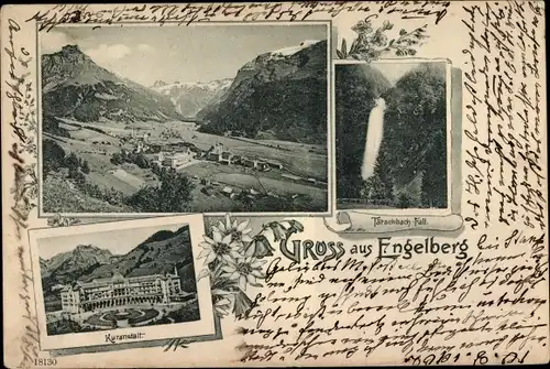 Ak Engelberg Kanton Obwalden Schweiz, Kuranstalt, Tärschbachfall