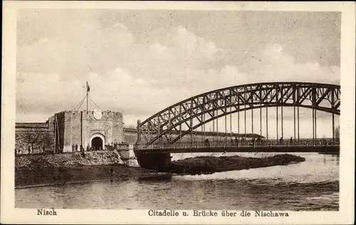 Ak Niš Nisch Serbien, Citadelle, Brücke über die Nischawa