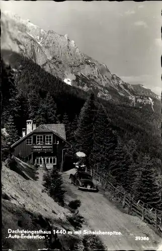Ak Steiermark, Berg Scheichenspitze, Dachsteingasthaus Auto Endstation