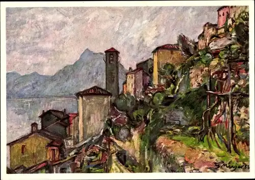Künstler Ak Meijer, F., Gandria Lago di Lugano Tessin Schweiz, Ortspartie, Häuser