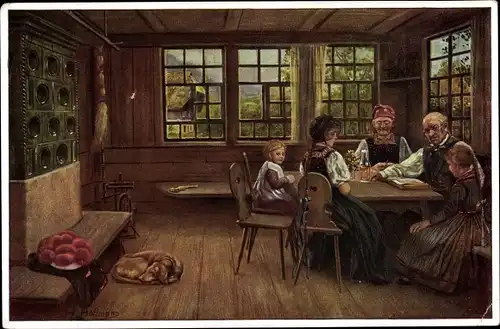 Künstler Ak Hoffmann, H., Sonntagsfrieden, Schwarzwälder Bauernstube