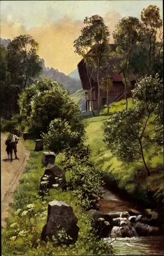 Künstler Ak Hoffmann, H., Frühmorgens im Schwarzwald