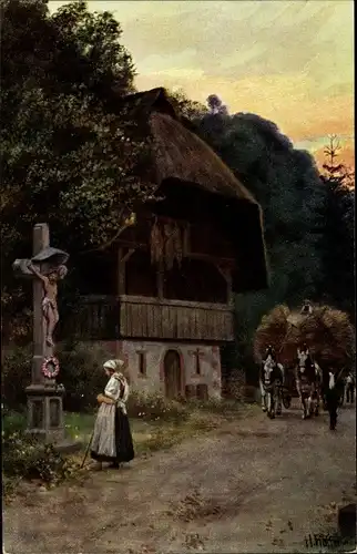 Künstler Ak Hoffmann, H., Heimkehr von der Ernte, Schwarzwald