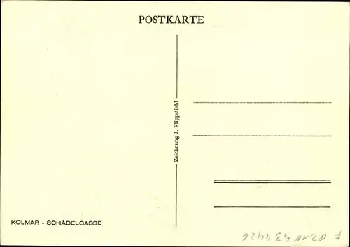 Künstler Ak Klippstiehl, J., Colmar Kolmar Elsass Haut Rhin, Schädelgasse