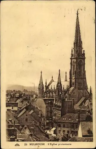 Ak Mulhouse Mülhausen Elsass Haut Rhin, L'Eglise protestante