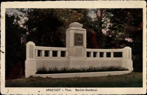 Ak Arnstadt in Thüringen, Marlitt Denkmal