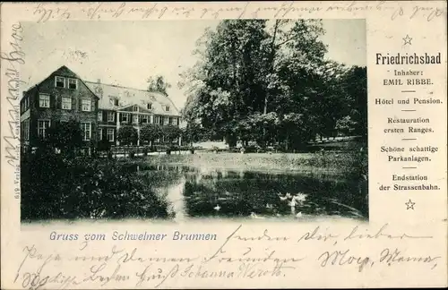 Ak Schwelm in Westfalen, Schwelmer Brunnen, Hotel Friedrichsbad, Inh. Emil Ribbe