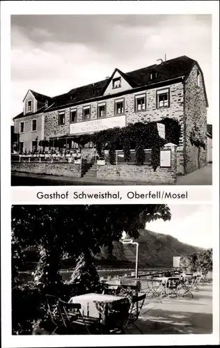 Ak Oberfell an der Mosel, Gasthof Schweisthal, Terrasse