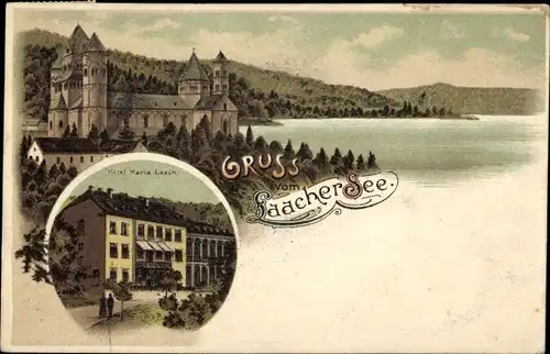 Litho Glees in der Eifel, Kloster Maria Laach, Laacher See, Hotel