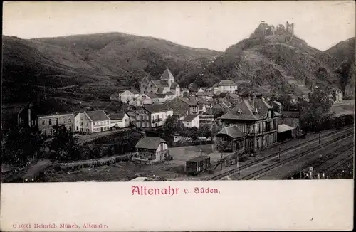 Relief Ak Altenahr im Ahrtal, Bahnhof Gleisseite, Panorama
