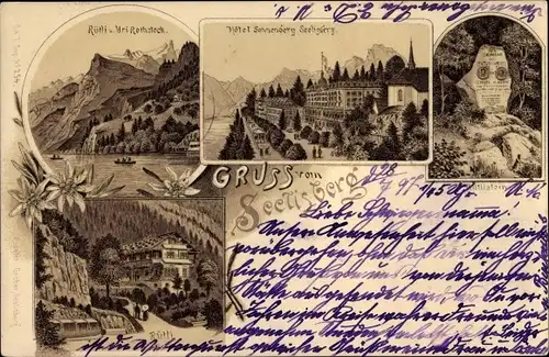 Litho Seelisberg Kanton Uri, Rütli, Uri Rotstock, Hotel