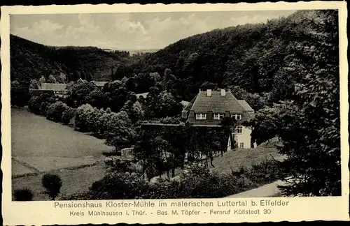 Ak Effelder Eichsfeld, Pensionshaus Kloster-Mühle im Luttertal