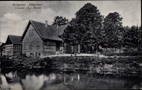 Ak Melle in Niedersachsen, Restaurant Weberhaus, Inh. Aug. Pleisler, Uferpartie