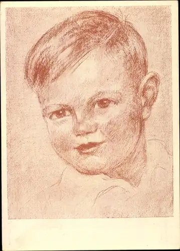 Künstler Ak Köhler, H., E., Kinderportrait, Rötelzeichnung