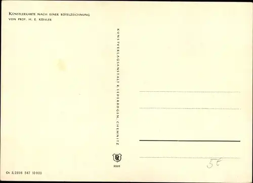 Künstler Ak Köhler, H., E., Kinderportrait, Rötelzeichnung