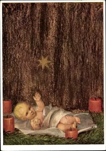 Künstler Ak Spötl, Maria, Nach dem Advent, Christuskind, Kerzen