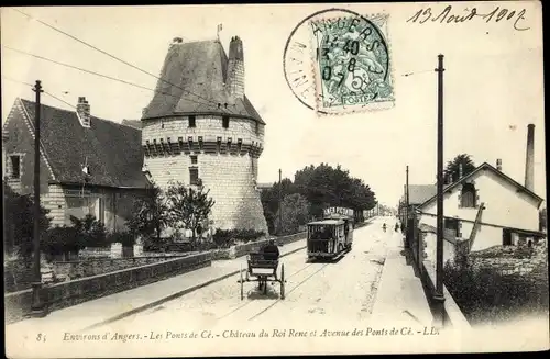 Ak Les Ponts de Cé Maine et Loire, Chateau du Roi Rene, Avenue des Ponts de Ce