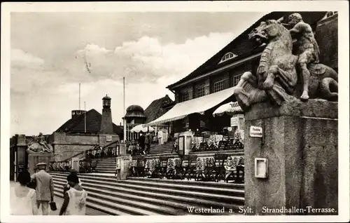 Ak Westerland auf Sylt, Strandhallen-Terrasse