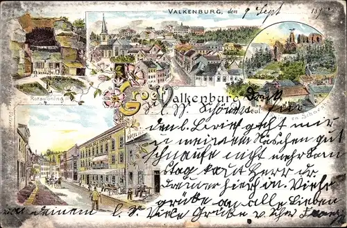 Litho Valkenburg Limburg, Rotswoning, Ruine en Schaesberg