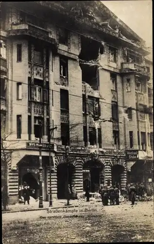 Ak Berlin, Straßenkämpfe, Zerstörtes Gebäude des Vorwärts, Spartakusaufstand 1919