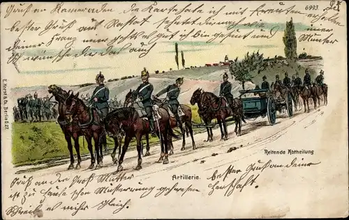 Litho Artillerie, reitende Abteilung, deutsche Soldaten