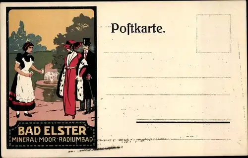 Ak Bad Elster im Vogtland, Kurgäste bekommen Heilwasser, Teilnehmerkarte 1933, Dreikampf