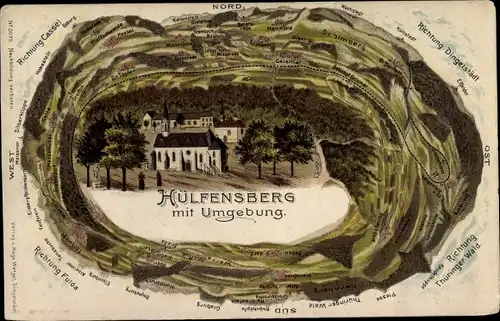 Litho Geismar Eichsfeld, Hülfensberg, Katzenstein, Schimberg, Hessel, Silberklippe, Geismar