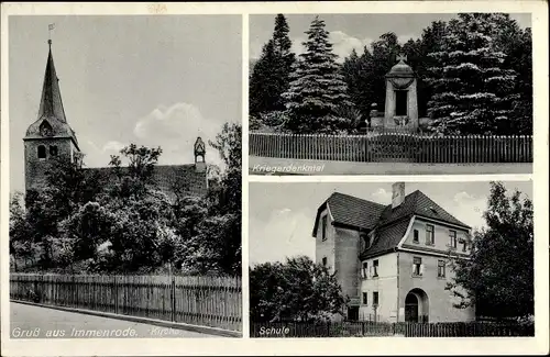 Ak Immenrode Goslar am Harz, Kriegerdenkmal, Schule, Kirche