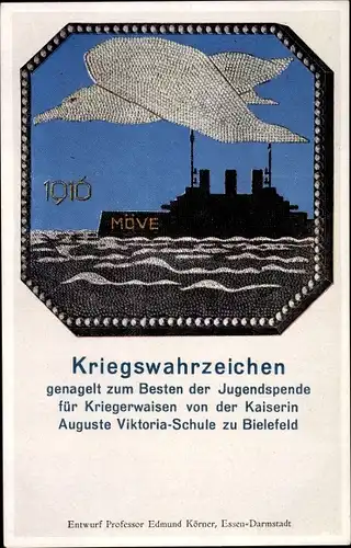 Ak Bielefeld, Kriegswahrzeichen für Kriegerwaisen Kaiserin Auguste Viktoria Schule, Nagelung