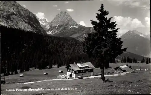 Ak Ehrwald in Tirol, Gasthof-Pension Alpenglühn, Ehrwalder Alm