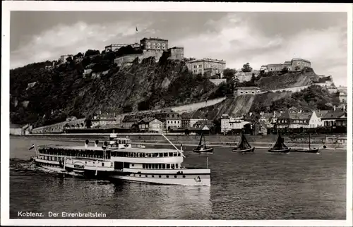 Ak Koblenz am Rhein, Festung Ehrenbreitstein, Rheindampfer Vaterland