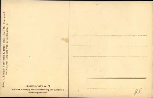 Künstler Ak Hoffmann, H., Gundelsheim am Neckar, Schloss Hornegg, Guttenberg, Ehrenfels