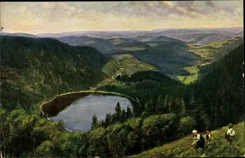 Künstler Ak Hoffmann, H., Seebuck Feldberg Schwarzwald, Blick auf die Region mit Feldsee