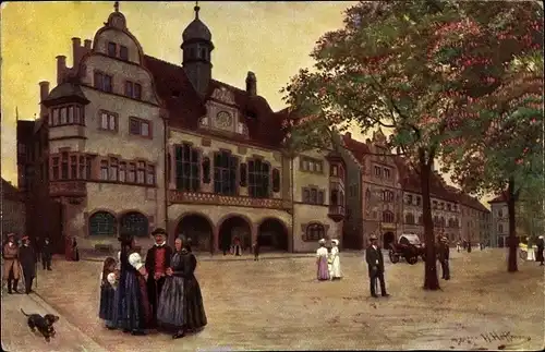 Künstler Ak Hoffmann, H., Freiburg im Breisgau, altes und neues Rathaus