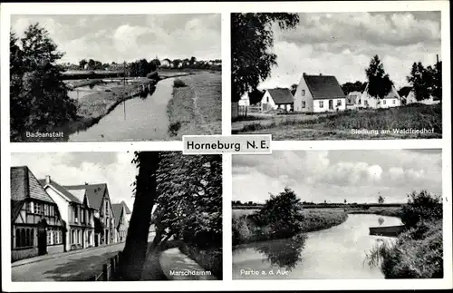 Ak Horneburg im Kreis Stade, Badeanstalt, Siedlung am Waldfriedhof, Auepartie