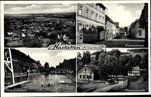 Ak Nastätten im Taunus, Römerstraße, Mineralquelle, Schwimmbad, Totalansicht