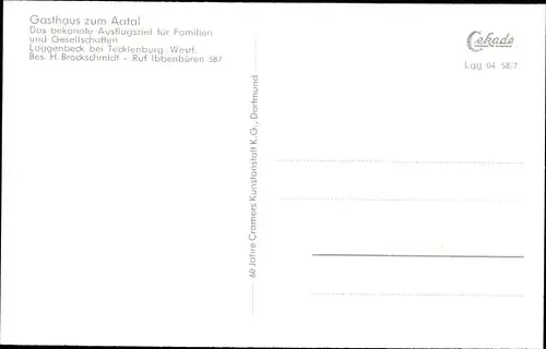 Ak Laggenbeck Ibbenbüren in Westfalen, Gasthaus zum Aatal, Inh. H. Brockschmidt