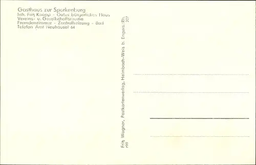 Ak Eitelborn Rheinland Pfalz, Gasthaus zur Sporkenburg, Inh. Fritz Knopp 